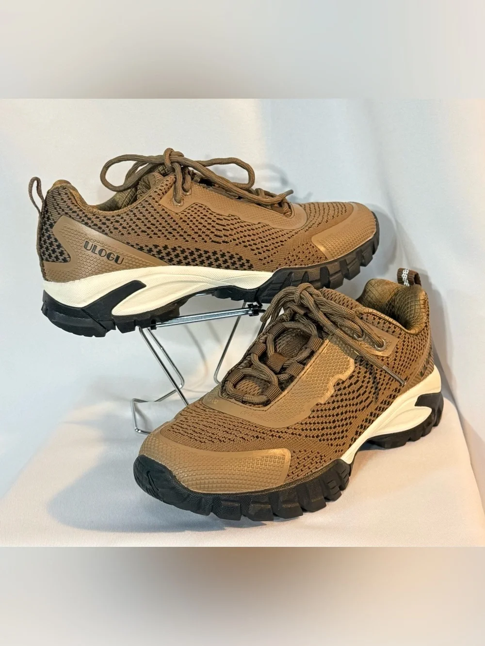 ULOGU Trail Hiking Shoes Tan Brown Athletic Sneakers Women’s US 8.5 EU 39